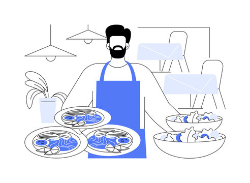 Busy restaurant isolated cartoon vector illustrations.