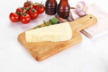 Piece Italian hard parmesan cheese