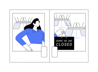 Closing a restaurant isolated cartoon vector illustrations.