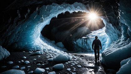 Ice Cave Secrets in Cloudy Summer: The Discoverer's Tour Surrounded in Landslide