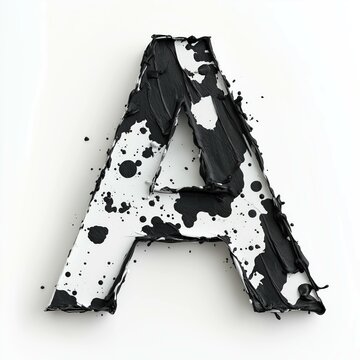 3D letter A with ink blot texture realistic modern design, soft lighting, white background. 