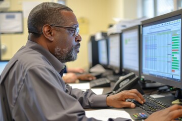 Adult Learner Engaged in Advanced Excel Workshop in a Tech-Savvy Education Environment