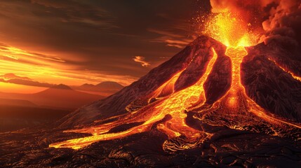 Volcanic Eruption at Sunset