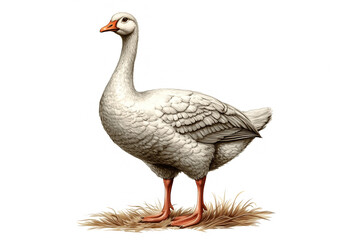 Obraz premium Goose, sketch. Vintage retro print, goose sketch ink pencil style drawing, linear drawing, engrave old school. Sketch artwork silhouette goose. Farm poultry. Illustration