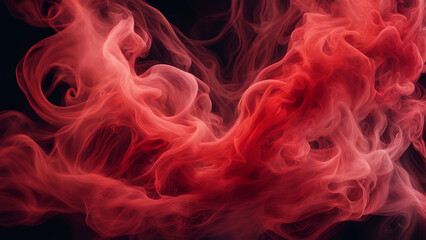 Obraz premium mesmerizing scene of swirling red and crimson smoke on a black background
