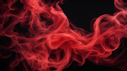 mesmerizing scene of swirling red and crimson smoke on a black background