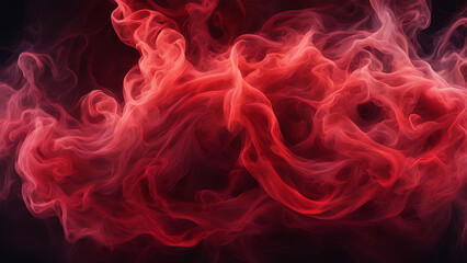 Obraz premium mesmerizing scene of swirling red and crimson smoke on a black background