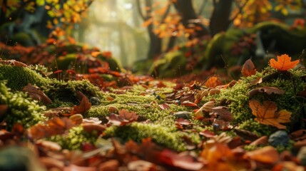 Seasonal transformation in an artificial forest  mechanical leaves shift to autumn colors