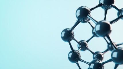Obraz premium Close-up of a complex molecular model, with shiny, reflective surfaces and soft lighting, evoking a futuristic atmosphere of nanotechnology and advanced chemistry