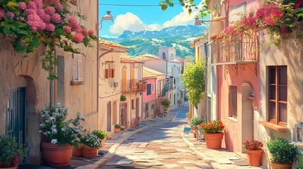 Charming Sicilian Village Scene 