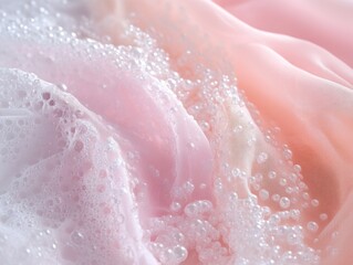 Fototapeta premium Pink Cloth with Bubbles Close Up