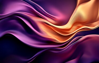 Fototapeta premium Abstract Background with 3D Wave Bright Gold and Purple Gradient Silk Fabric