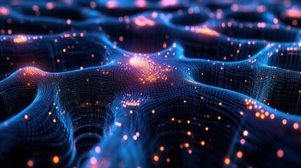 Fototapeta premium Abstract Digital Network with Glowing Lights