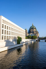 Fototapeta premium The rebuilt City Palace with the Berliner Dom and the river Spree