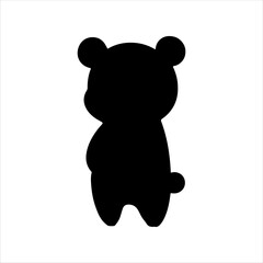 Black cute teddy bear silhouette vector illustration design on white background.