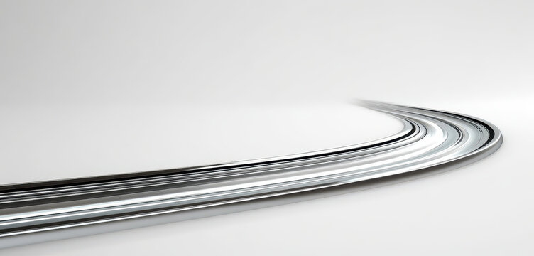 Curved silver lines over a light background, abstract minimalism.