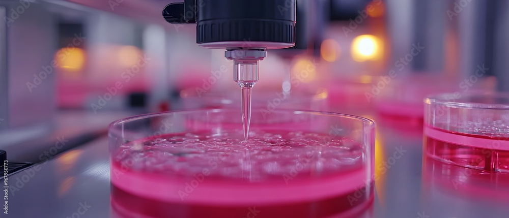 Poster advanced bioprinting technology creating cellular structures in a clean sterile laboratory setting f