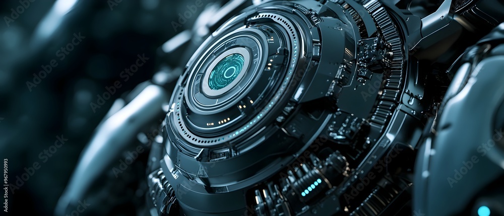Poster intricate synergy of ai driven robotics mechanics showcasing technological innovation in mechanical 