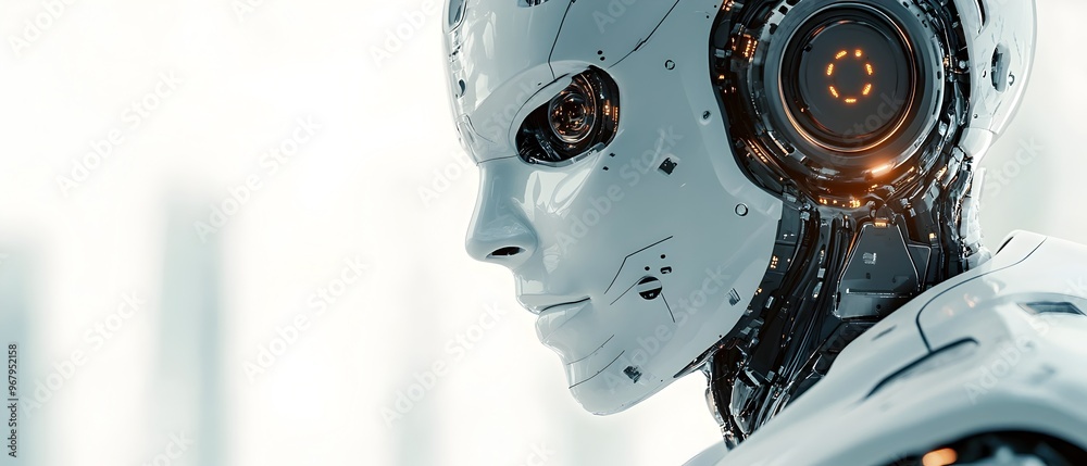 Poster robotic design incorporating advanced sensors and visualization technology showcasing innovative con