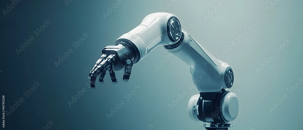 Poster precise robotic engineering showcases advanced mechanical accuracy and innovation in a futuristic hi