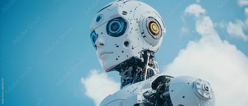 Poster Closeup view of advanced robotic sensors and hardware components that provide critical data and intelligent functionality to modern automation systems and intelligent machines