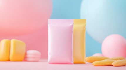 Blank snack wrapper mockup with subtle gradients, editable layers, perfect for modern and trendy snack products