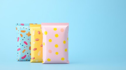 Flat blank snack wrapper mockup with customizable surfaces, perfect for designing vibrant, colorful packaging