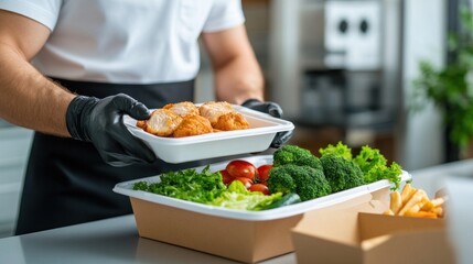 Naklejka premium Comparison between healthy food and junk food, importance of making nutritious choices for a balanced diet, fresh ingredients and processed, unhealthy options, the benefits of healthy eating.
