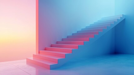 Fototapeta premium Pink Stairs Up