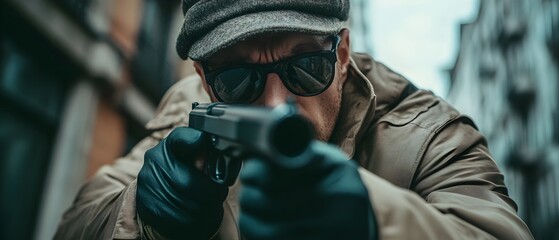 Covert spy engaging in espionage and intelligence gathering during a diplomatic mission in the tense backdrop of the Cold War era  The image captures the secretive