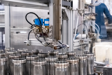 Close up view of a high technology automation machine in a factory, or testing center, or research and development laboratory.