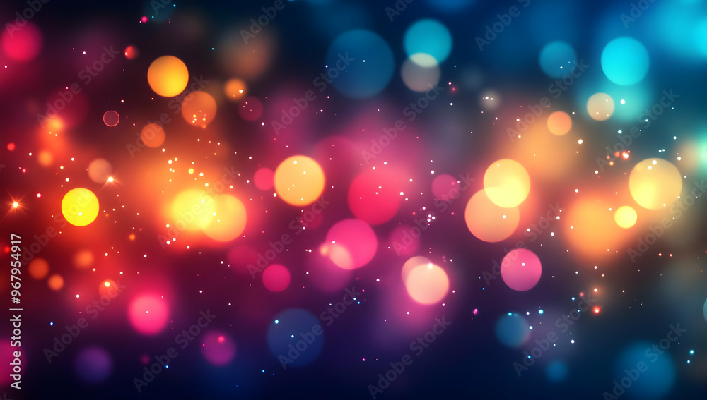 Poster a vibrant display of colorful bokeh lights in a dazzling blur, creating an enchanting backdrop for c