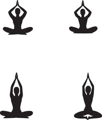 Fototapeta premium Yoga icon practitioner in challengi black silhouette