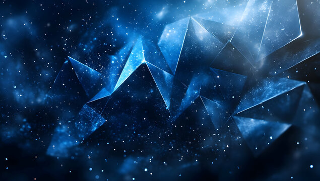 A stunning abstract design featuring geometric shapes and a cosmic blue background, perfect for digital art and technology themes.