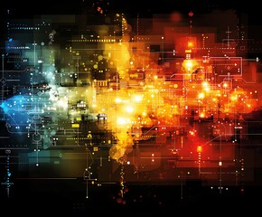 Fototapeta premium Neon Circuitry and Tech Innovation 