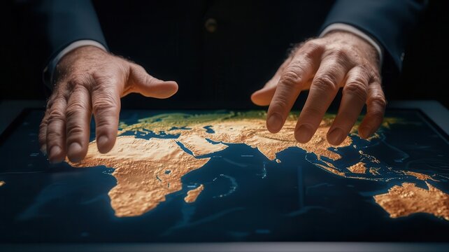 Interactive touch screen map in a finance museum, allowing users to explore historical global economic data and trends, historical economic data map, finance education tool