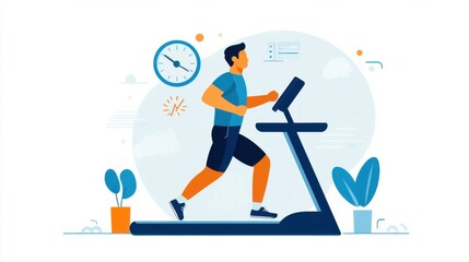 Fototapeta premium A man on a treadmill closes his eyes, visualizing himself crossing the finish line. His positive mindset keeps him motivated toward his fitness goals.
