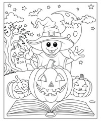 Halloween coloring page for kids and adults