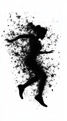 Dynamic silhouette of a runner, creating an energetic impression with splashes surrounding the figure, symbolizing movement and vitality.