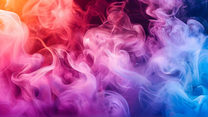 Fototapeta premium Multicolored illustration of picturesque full frame backdrop of abstract fantastic dense smoke of different shades.