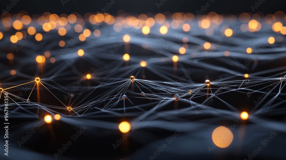 Aufkleber a network of glowing nodes and lines, with each connection forming a loop, the interconnected feedba