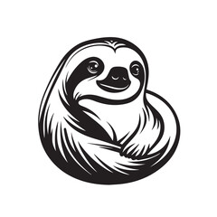 Obraz premium Sloth in cartoon, doodle style . Image for t-shirt, web, mobile apps and ui. Isolated 2d vector illustration in logo, icon, sketch style, Eps 10, black and white. AI Generative