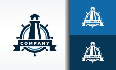 lighthouse rudder ship emblem logo © Hasim