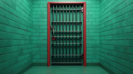 Heavy iron doors slamming shut inside a prison block, Jail environment, security and control