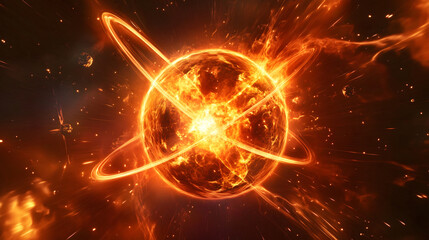 Obraz premium Cosmic Inferno: A Solar Flare Eruption..