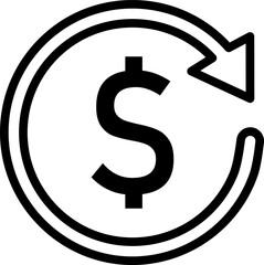 Rounded  Stroke Cash Back Icon
