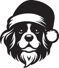 Merry Christmas and Santa Claus cute Dog Silhouette Holiday Vectors