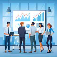 Obraz premium Business meeting, Data analysis, Project management, corporate, meeting, Illustration