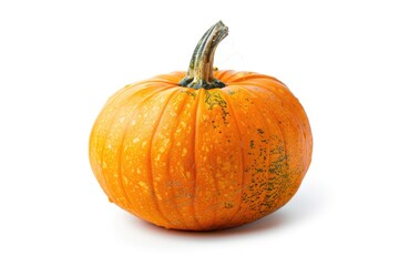 Obraz premium A small orange pumpkin sitting on a white surface, great for fall and Halloween-themed designs