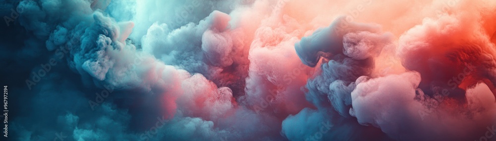 Wall mural Abstract Blue and Pink Swirling Smoke Clouds